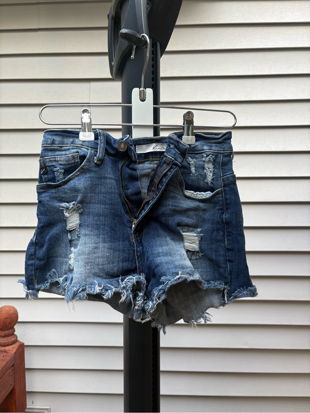 KanCan Dark Blue Distressed Denim Cutoff Shorts - Picture 1 of 1